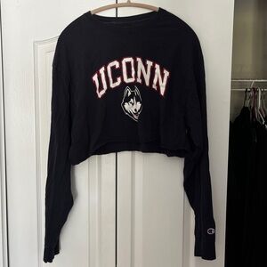 Champion Navy UCONN Long Sleeve cropped